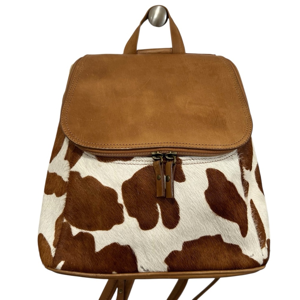 Naturalizer Brown and White Cowhide Leather Backpack